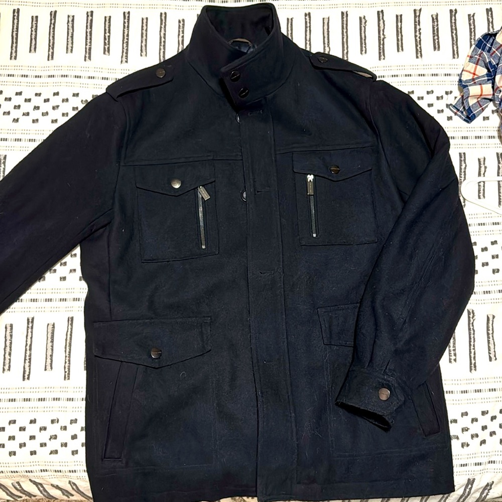 Michael Kors Pea Coat in Men’s Size Large, color Navy.